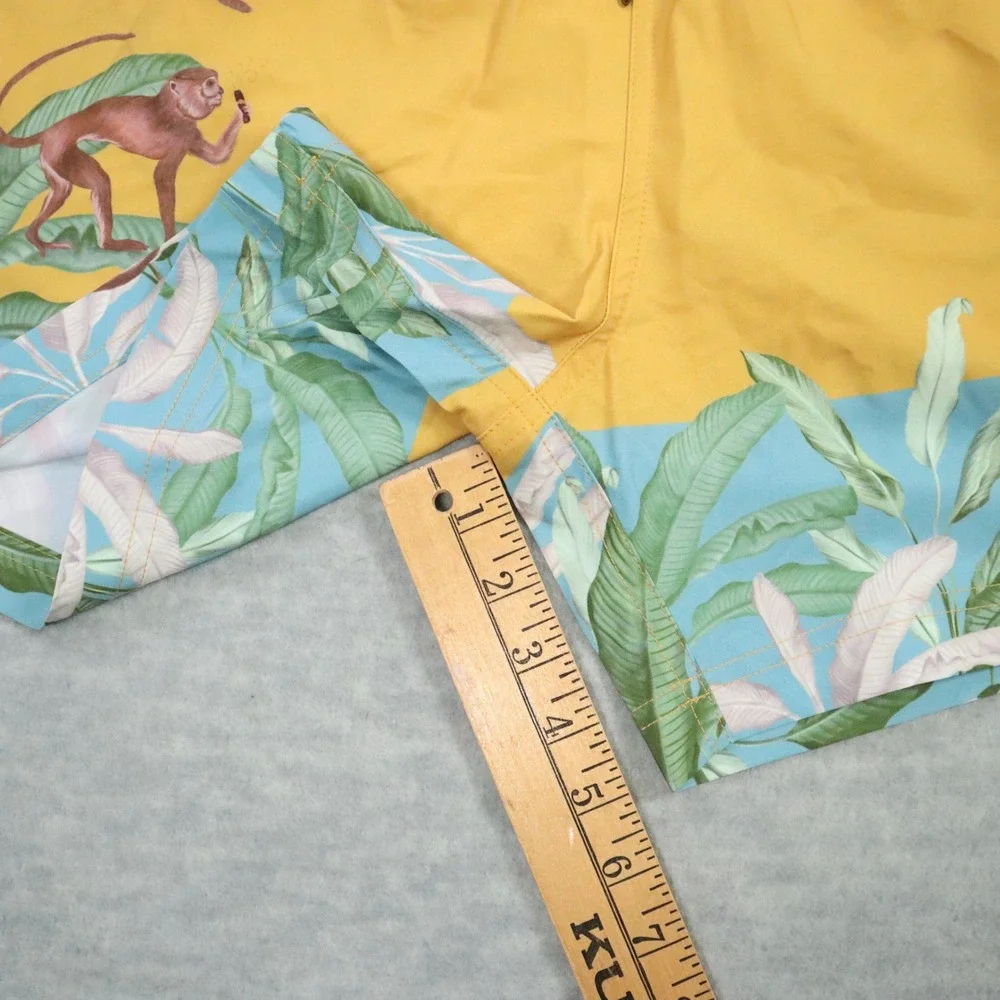 Mavrans Monkey‎ Swim Short Mens XL Yellow Tropical Banana Leaf Print Beach Trunk